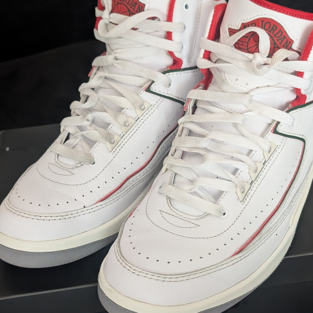 Jordan White and Red Air Sneakers